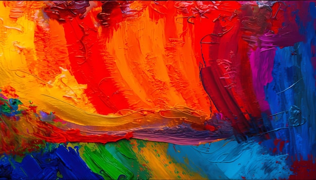 Abstract schilderij met levendige kleuren en een achtergrond met een gestructureerd oppervlak