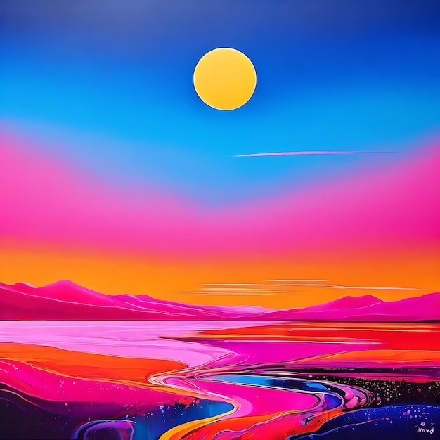 abstract schilderij van de zee zonsondergang kleurrijke achtergrond