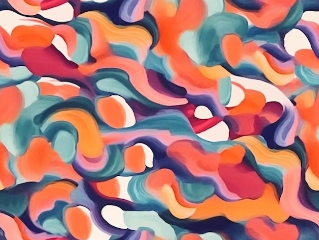 Abstract schilderij van een kleurrijk patroon van golvende vormen generatieve ai