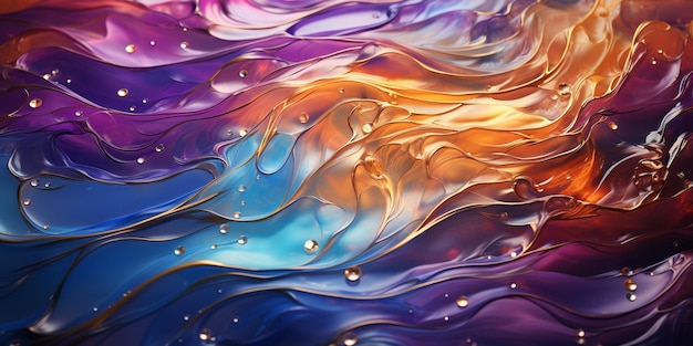 Abstract schilderij van een kleurrijke golf van vloeistof en water generatieve ai