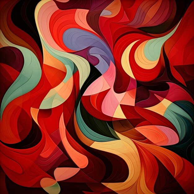 abstract schilderij van een vrouw met kleurrijk haar en vloeiende kleuren generatieve ai