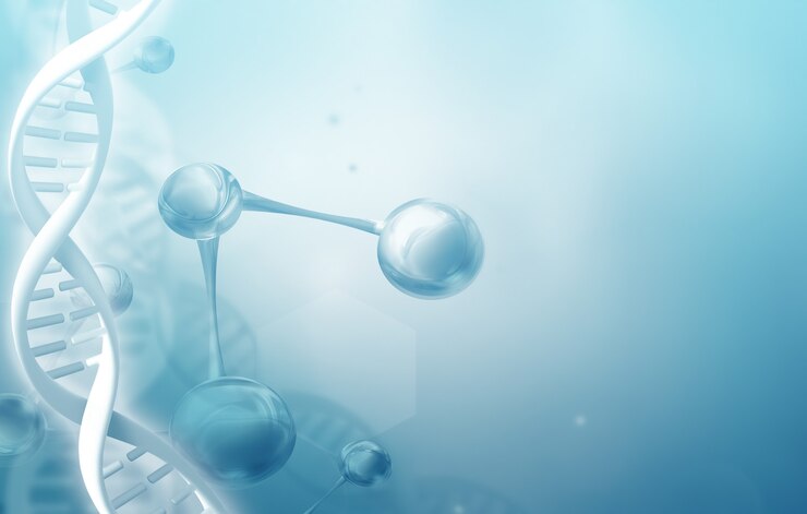 Photo abstract science background with dna strands