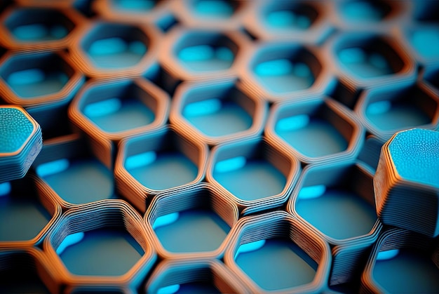 Abstract scientific background with hexagonal pattern Technology and science abstraction with hex cells Generated AI