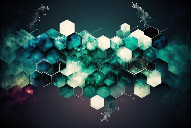 Абстрактный научный фон с шестиугольным узором Технология и научная абстракция с шестигранными ячейками Сгенерированный AI