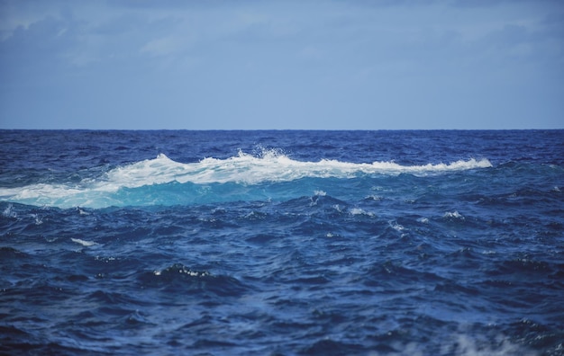 抽象的な海の自然の背景コピースペースと日光の水の波熱帯のビーチ水飲み場アクア海の水面