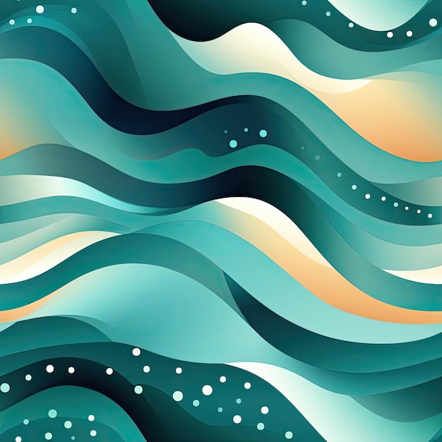 Abstract sea and waves background design with cartoonish motifs tiled