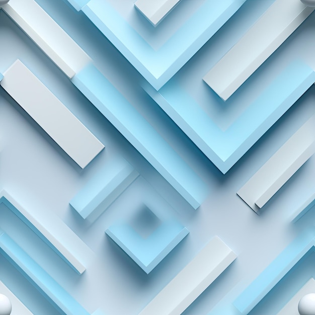 Abstract seamless 3D illustration pattern in shades of blue