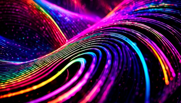 Abstract seamless background of neon light in lines and weaves Bright flashes and light Ideal for