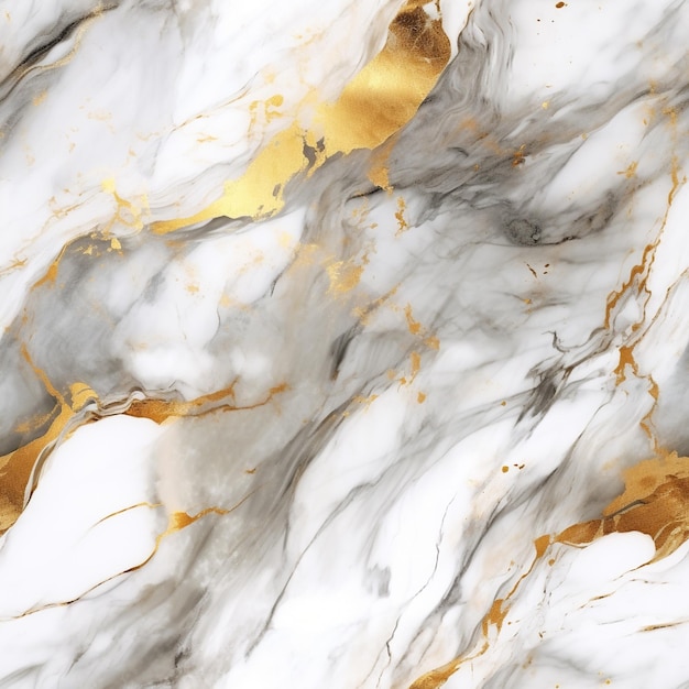 金色の静脈を持つ人工の白い大理石の抽象的なシームレスな背景テクスチャ