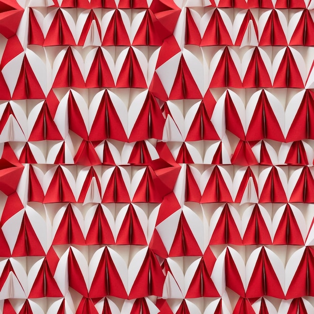 Abstract seamless bright red and white paper origami pattern