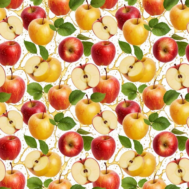 Abstract seamless fruit pattern with colorful ripe apples
