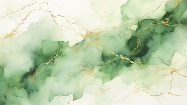 Photo abstract seamless green and gold background with enchanting watercolors ai generated