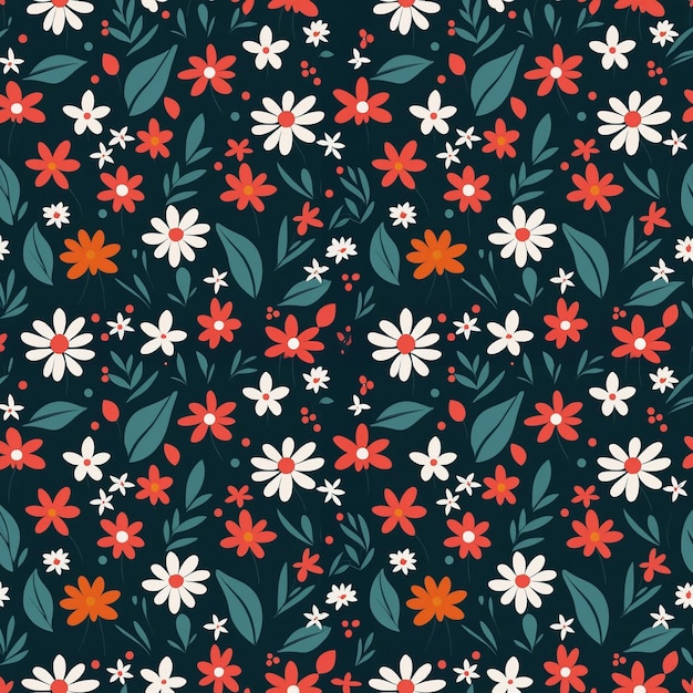 ベクトルスタイルの抽象的な無縫の自然花のパターン