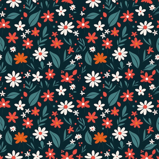 Abstract seamless natural floral pattern in vector style