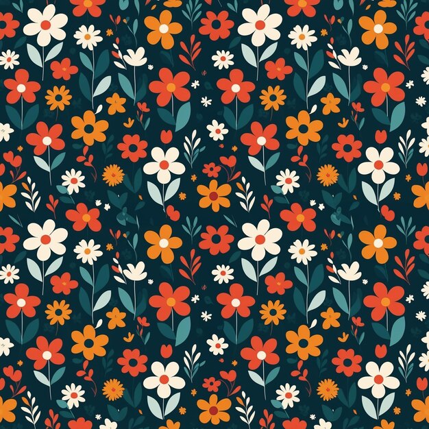 Abstract seamless natural floral pattern in vector style