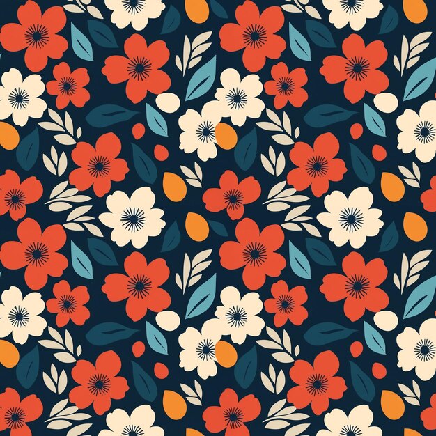 Abstract seamless natural floral pattern in vector style