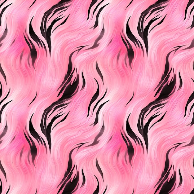 검은색과 분홍색의 수채화 제브라 줄무의 추상적인 무결한 패턴