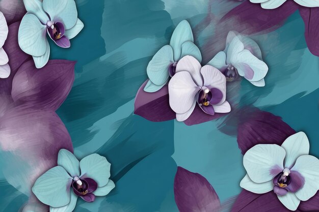 Photo abstract seamless pattern brush painted background with medium orchid
