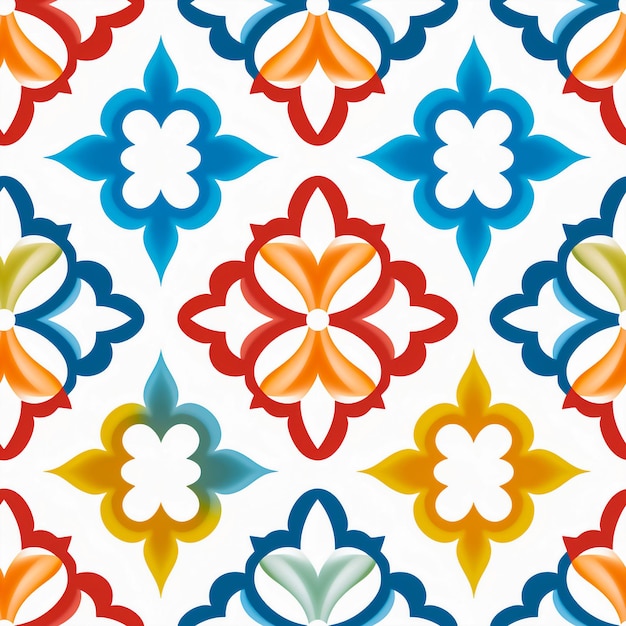 Foto abstract of seamless pattern design colore vibrante su sfondo bianco uso in grafica generative ai