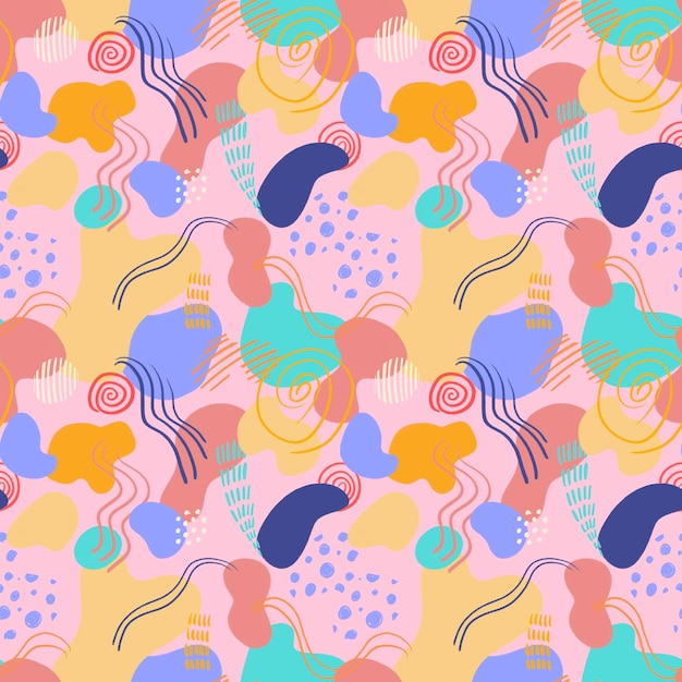 Abstract seamless pattern with colored spots in scandinavian style