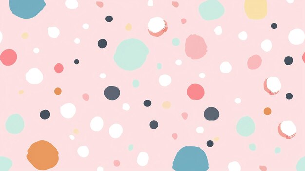 Photo abstract seamless pattern with colorful polka dots on pink background playful and fun design perfect for fabric wallpaper stationery and more