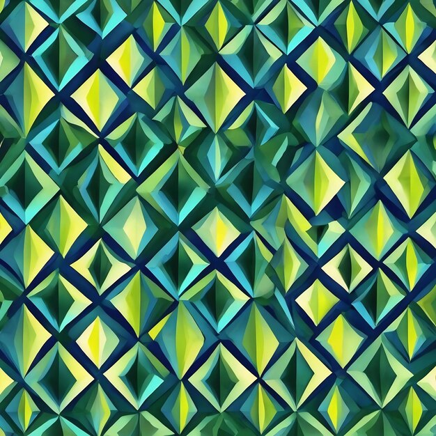 Abstract seamless pattern with a geometrical ornament in blue and green