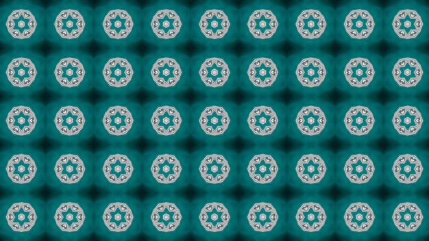 Photo abstract seamless pattern with a green and white flower on a green background.