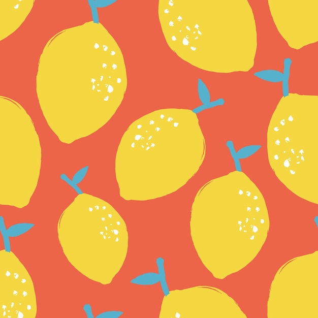 Photo abstract seamless pattern with hand drawn lemons