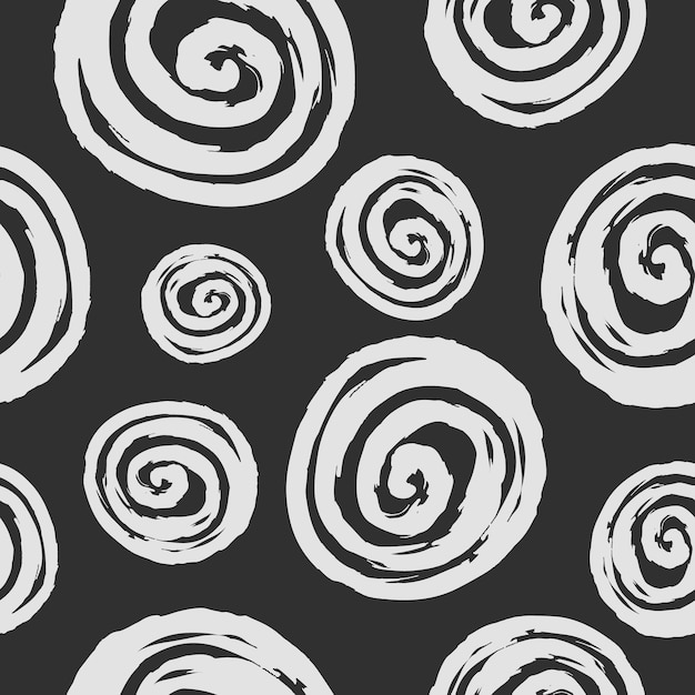 Abstract seamless pattern with hand drawn round spiral shape