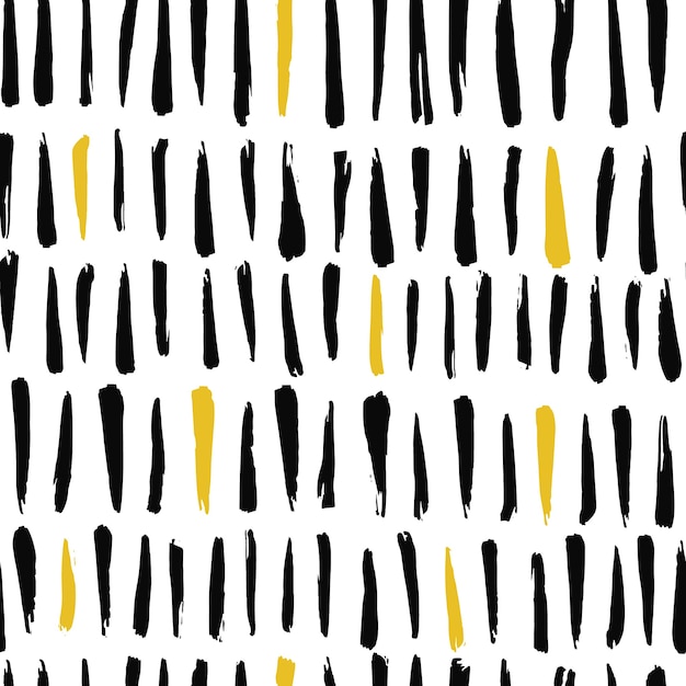 Abstract seamless pattern with hand drawn stripes made with brush