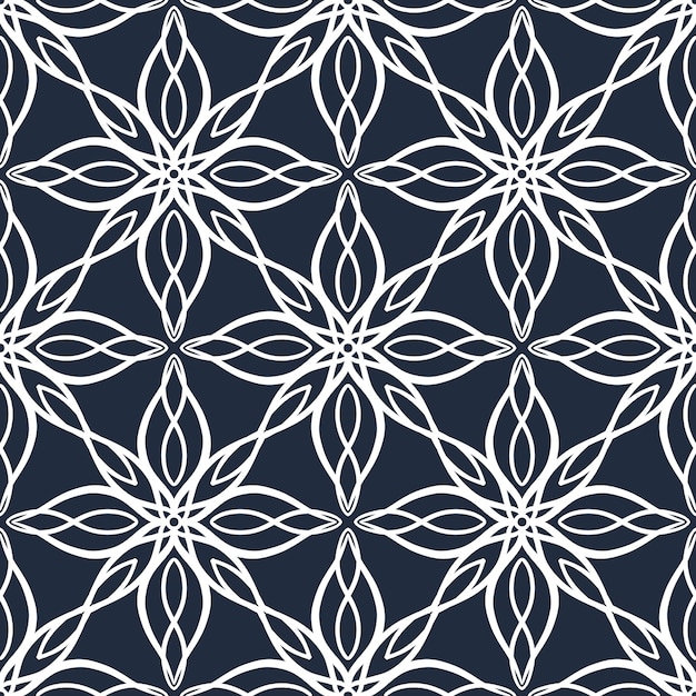 Абстрактный бесшовный паттерн с мозаичным мотивом плитки декоративным кружевным орнаментом. Текстура для печати, ткани, текстиля, обоев.