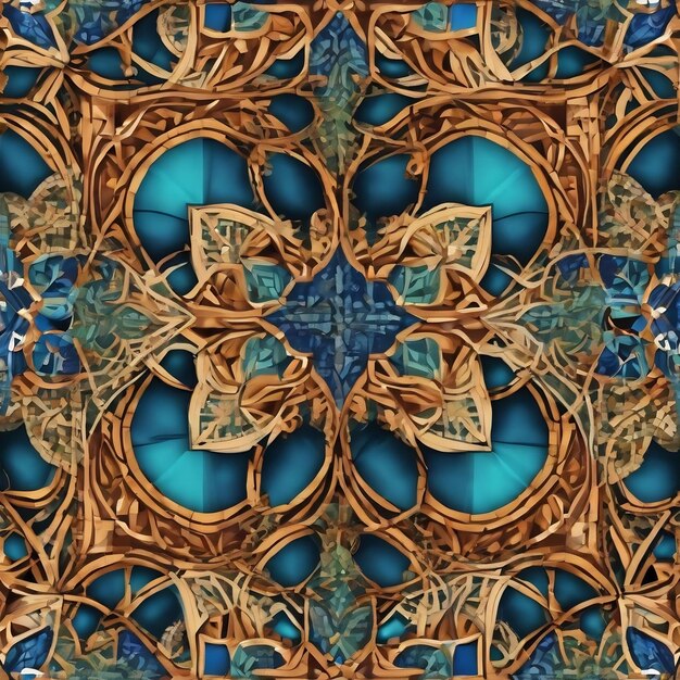 Фото Абстрактный бесшовный узор с мозаичным мотивом, декоративным кружевным орнаментом