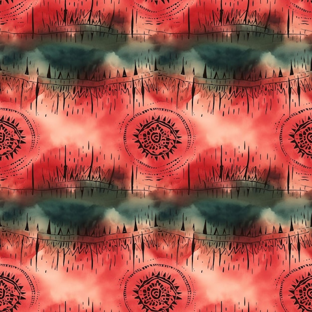 Abstract seamless pattern with red and green shades