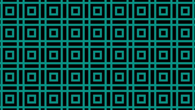 青色の背景に正方形と正方形の抽象的なシームレス パターン。