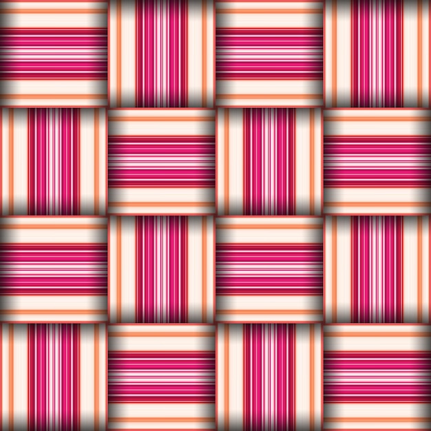 Abstract seamless woven pattern texture. square seamless pattern. red stripes. pink lines and squares