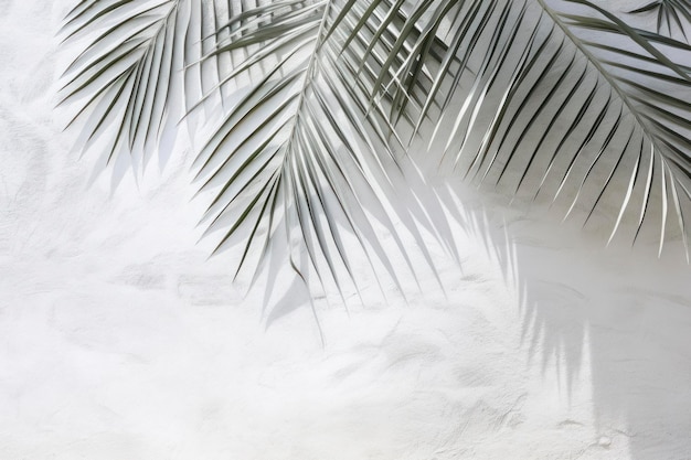 Photo abstract shadow of palm leaves on white concrete wall texture background