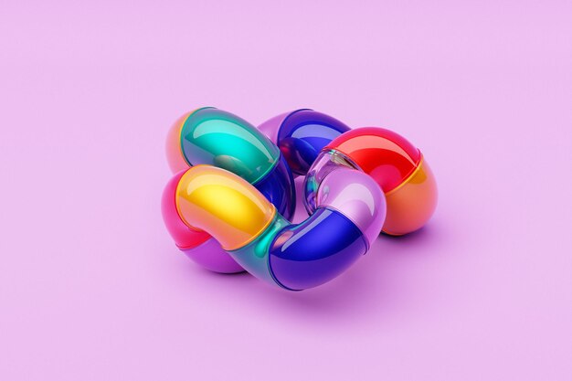 Abstract shape against pink background 3D illustration Smooth shape 3d rendering