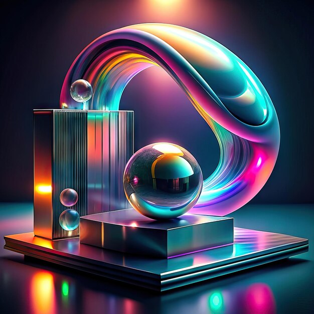 Photo abstract shape with vibrant colors 3d images with extra brightness light and futuristic touch