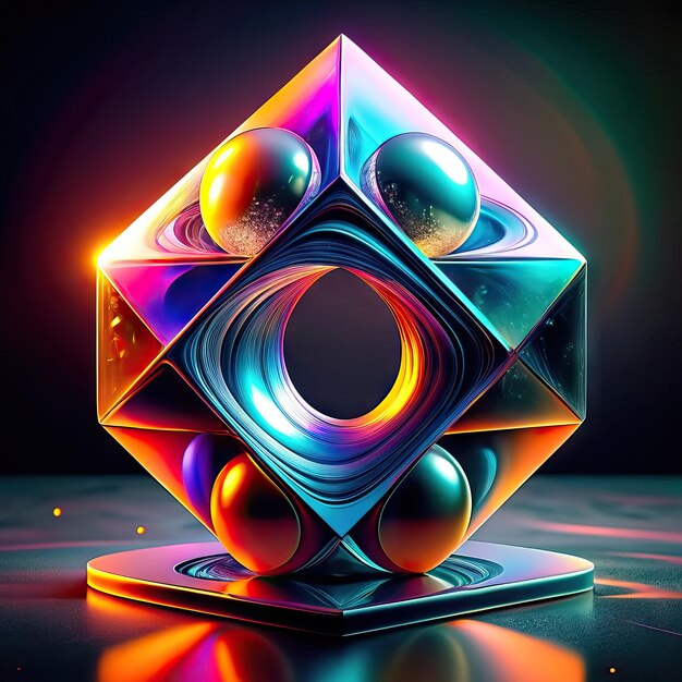 Photo abstract shape with vibrant colors 3d images with extra brightness light and futuristic touch