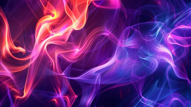 Photo abstract shapes and smoke uv light modern composition background