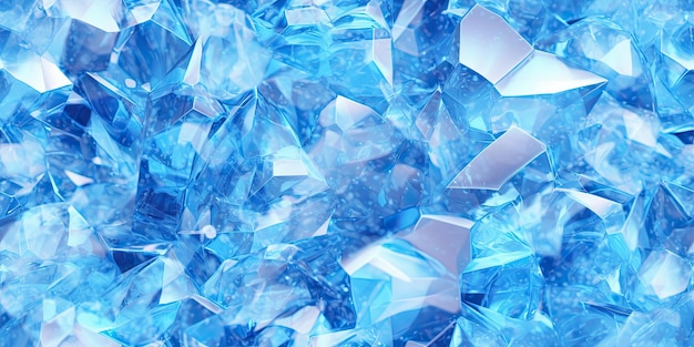 Abstract shiny 3d diamond crystal background faceted gem Seamless blue ice texture Generative AI