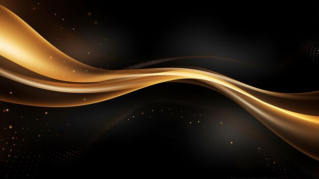 Abstract shiny color gold wave design element with glitter effect on dark background