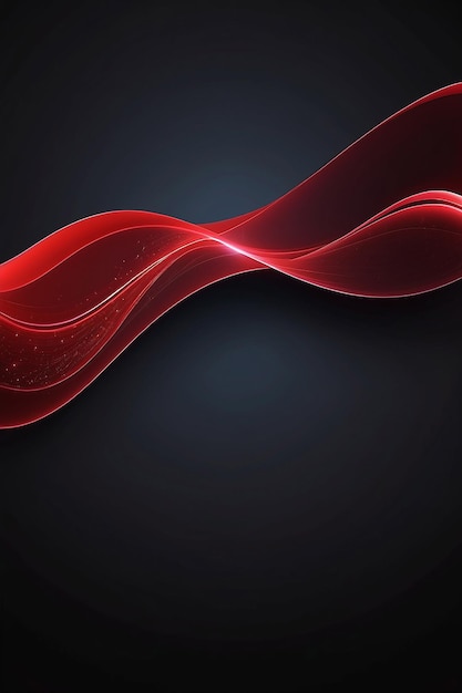 Абстрактный блестящий красный элемент дизайна волны на темном фоне Научный или технологический дизайн