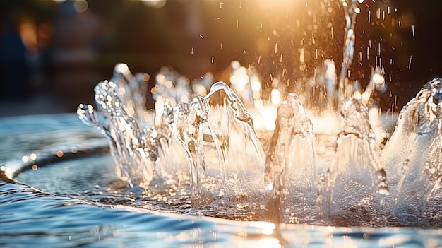 陽気な噴水の抽象的なショット