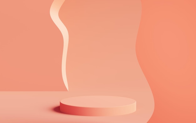 Abstract silhouette of a real woman's torso in pastel tones with podium for product presentation