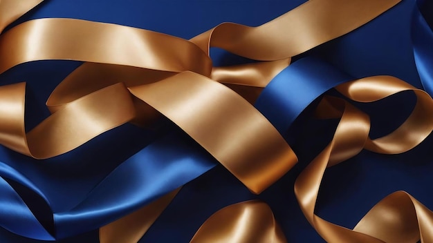 Abstract silk ribbon on royal blue background exclusive luxury brand design for holiday sale product