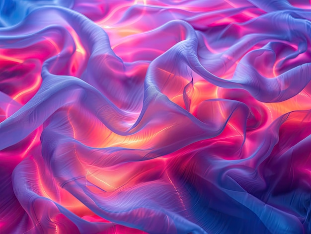 Abstract silk texture with neon glow