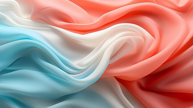 Abstract Silken Waves in Coral and Azure A Study in Textile Fluidity