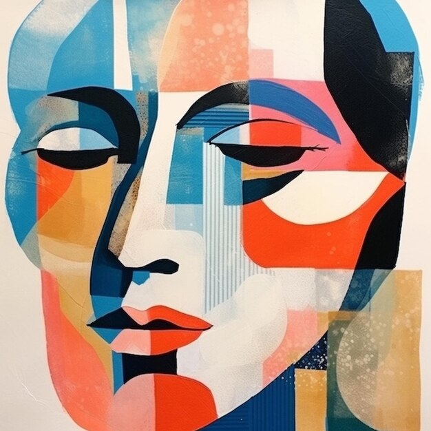 Abstract sillhoute colorful woman face illustraation portrait art