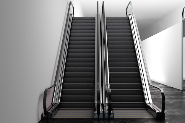 Abstract silver escalator